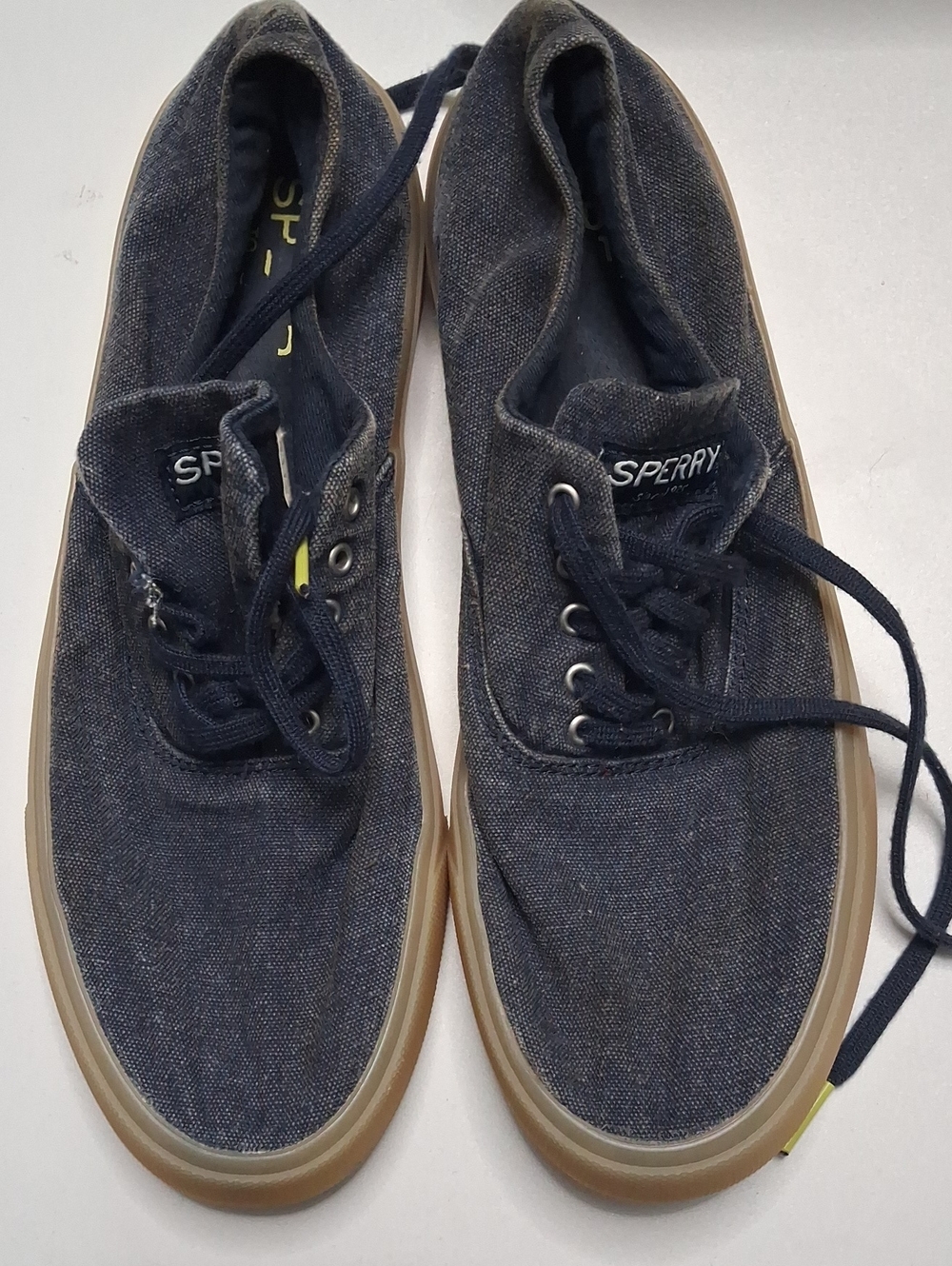 Sperry Men’s Navy Canvas Lace-Up Boat Shoes with Gum Sole
